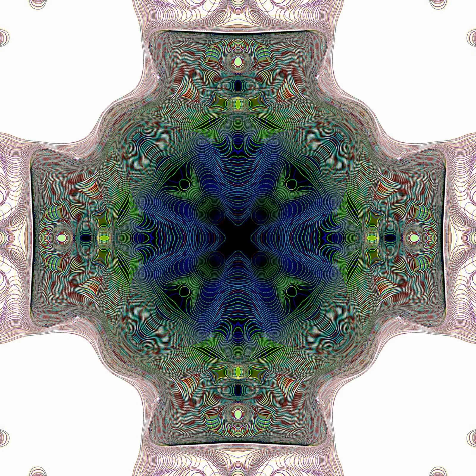 Croce di colore blu con bordo verde su sfondo bianco tela da Gürsel Yesil Digital Art