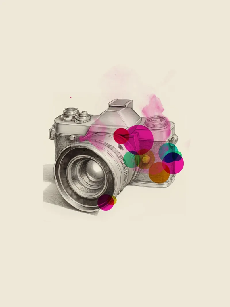 Vintage Camera Art poster con telaio in alluminio da Indigo Rain
