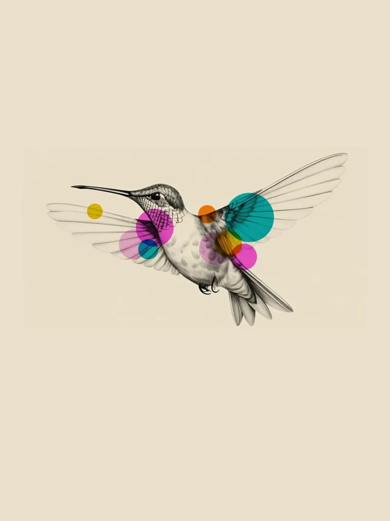 Hummingbird Art poster con telaio in legno da Indigo Rain