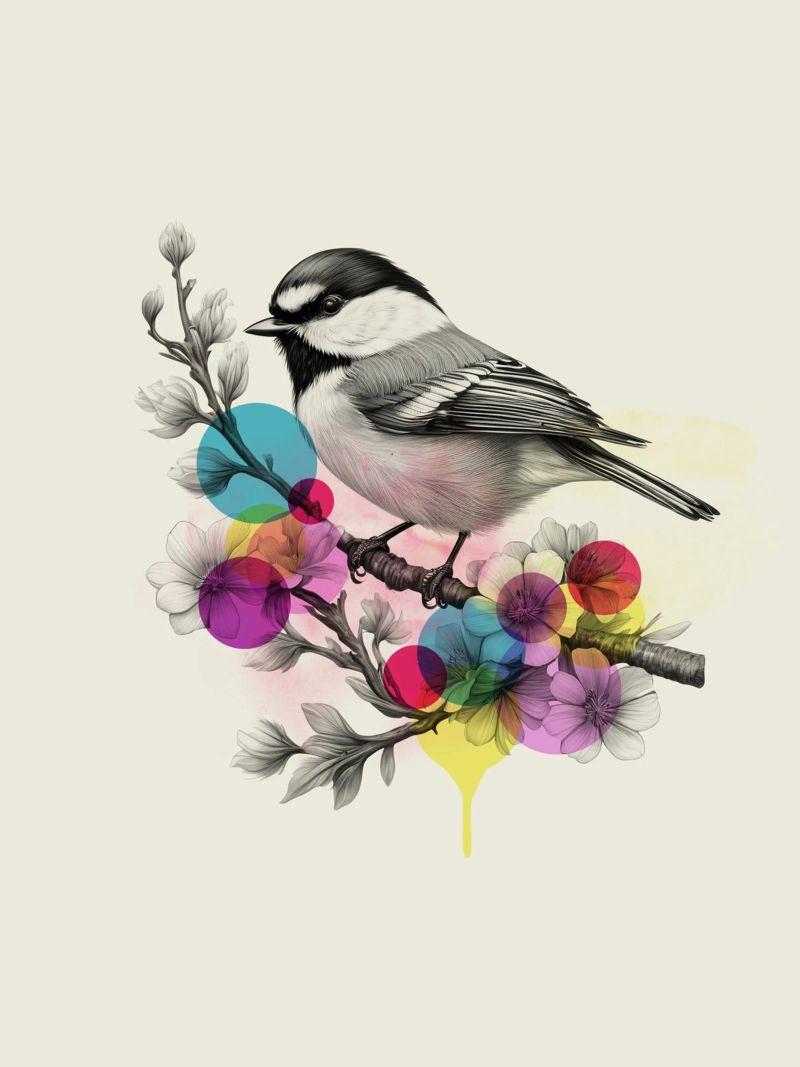 Bird on Twig Art pellicola backlit da Indigo Rain