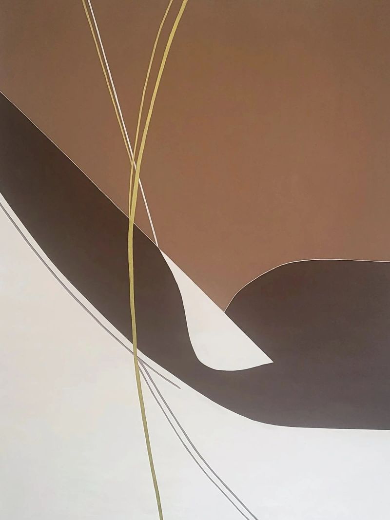 Minimalistische abstrakte Wandkunst - Braun, Schwarz und Weiß Geomet Leinwand von Artbyvo