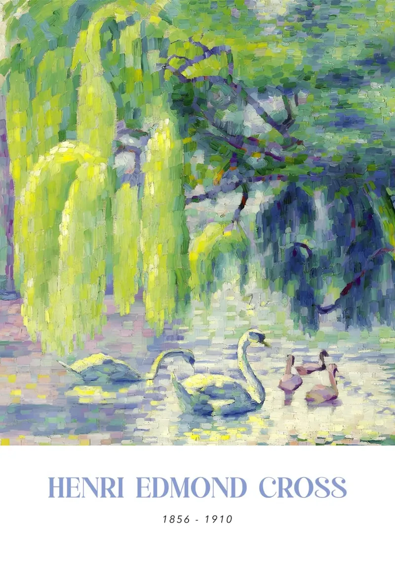 Henri-Edmond Cross Pointillist Zwanen Muurkunst canvas met Baklijst van NorwesClub