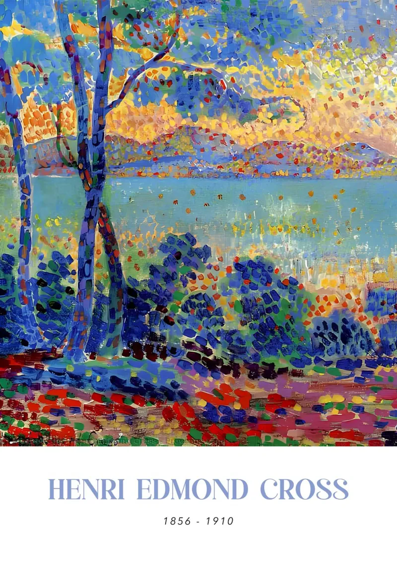 Henri-Edmond Kruis Pointillistische Provençaalse kunst canvas met Baklijst van NorwesClub