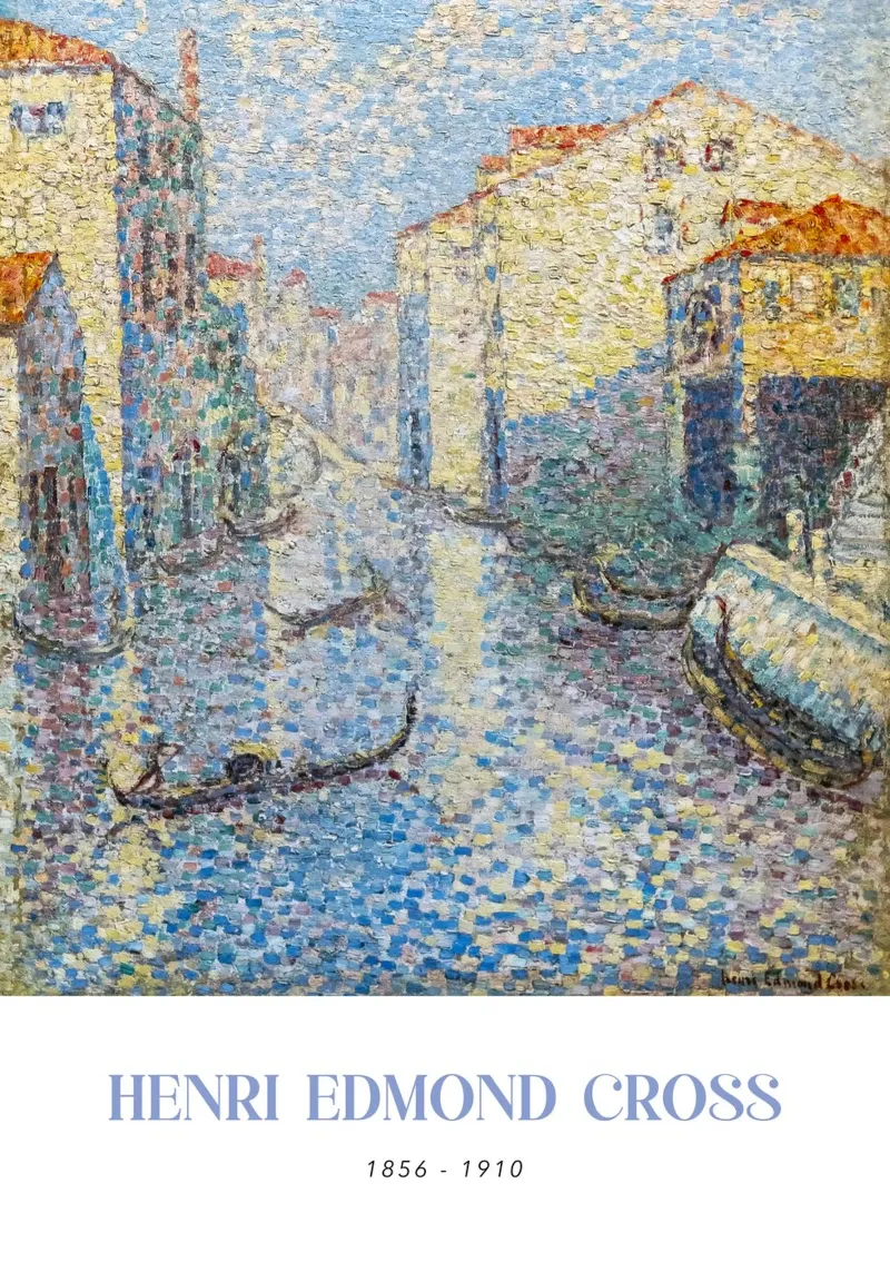 Henri-Edmond Cross Pointillist Venice Canal canvas with Floater frame by NorwesClub