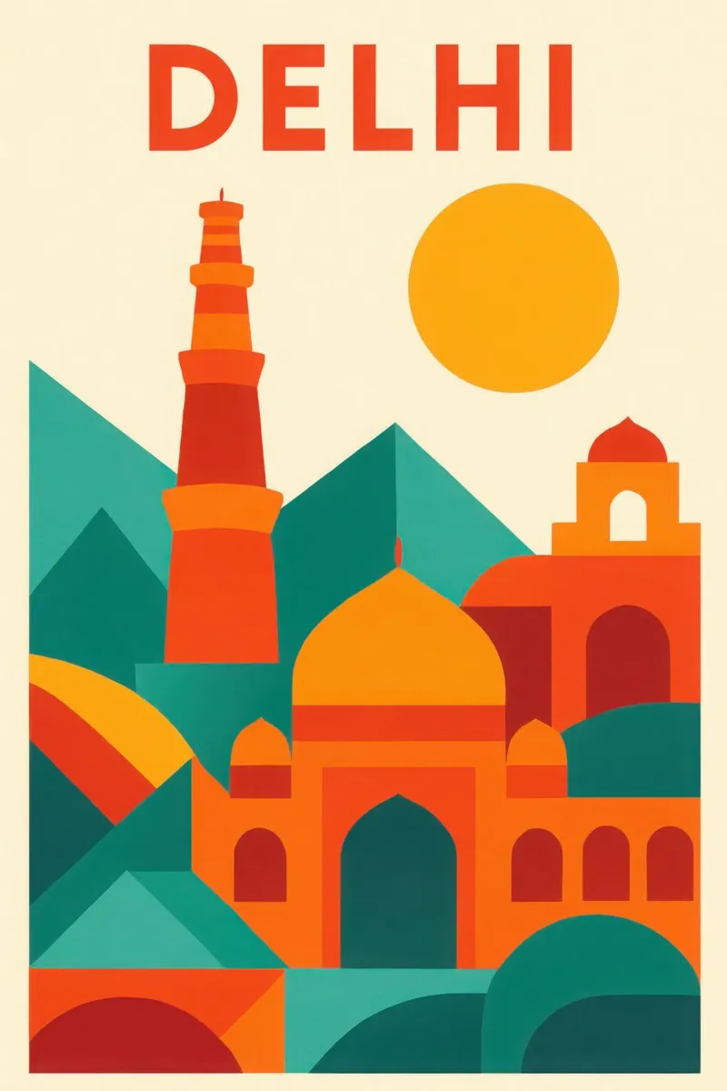 Delhi, majestuosidad ardiente a las puertas de la historia poster con marco de plástico de JETLAG | affiches voyage