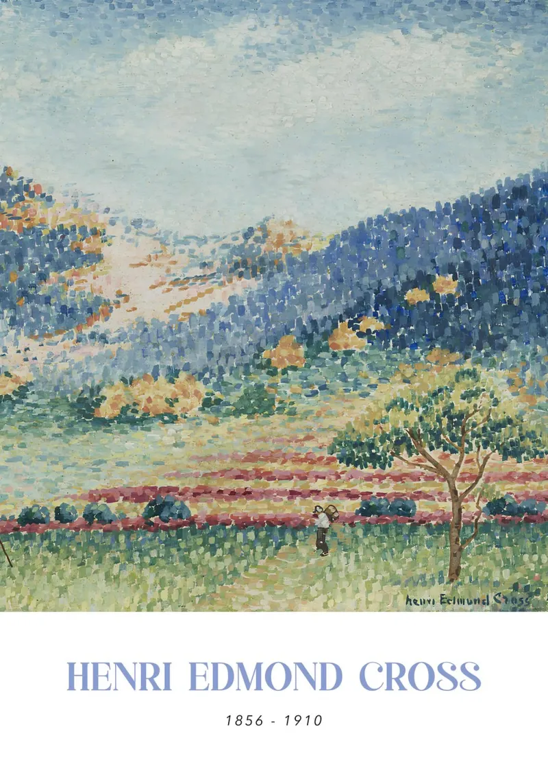 Henri-Edmond Kruis Pointillist Provence Heuvels hahnemühle van NorwesClub