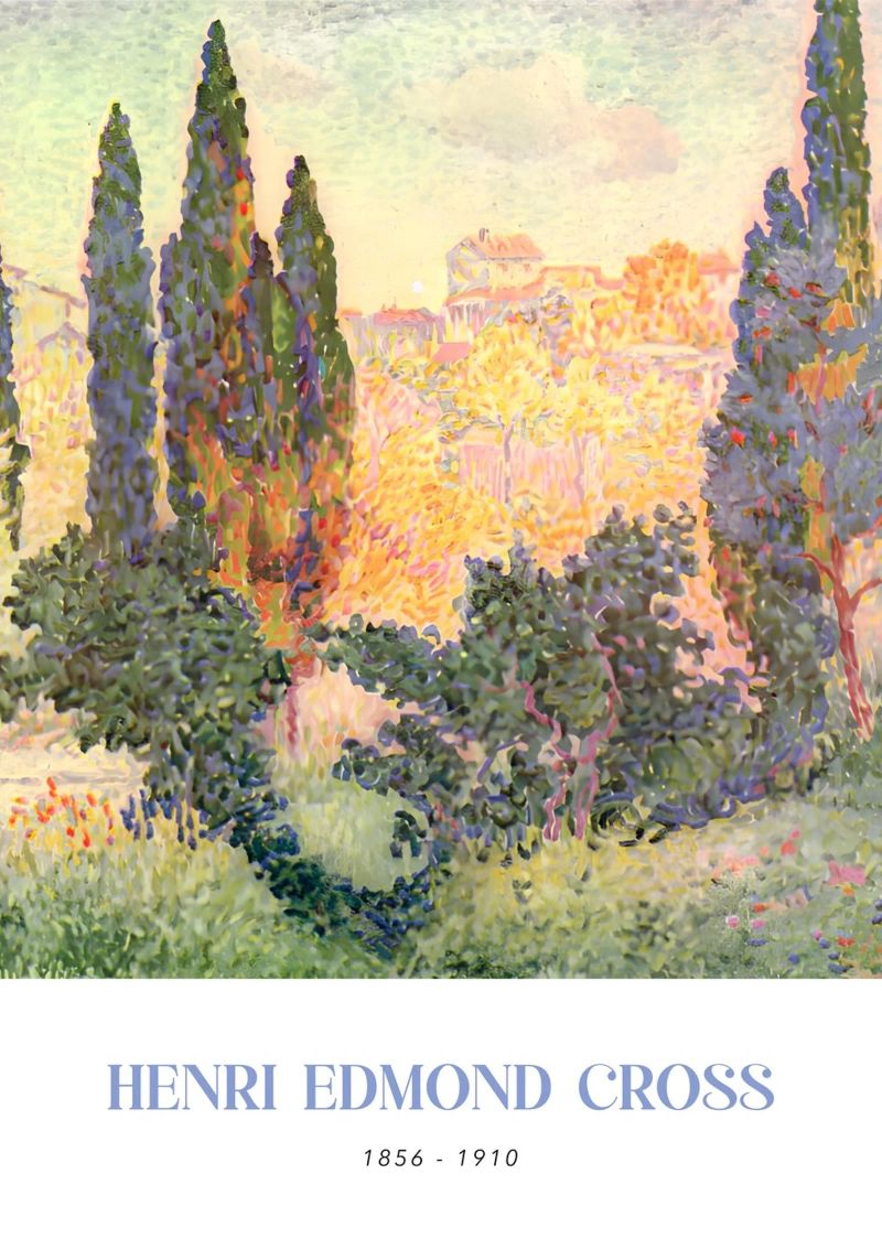 Henri-Edmond Cross Pointillist Zypressenlandschaft Leinwand von NorwesClub