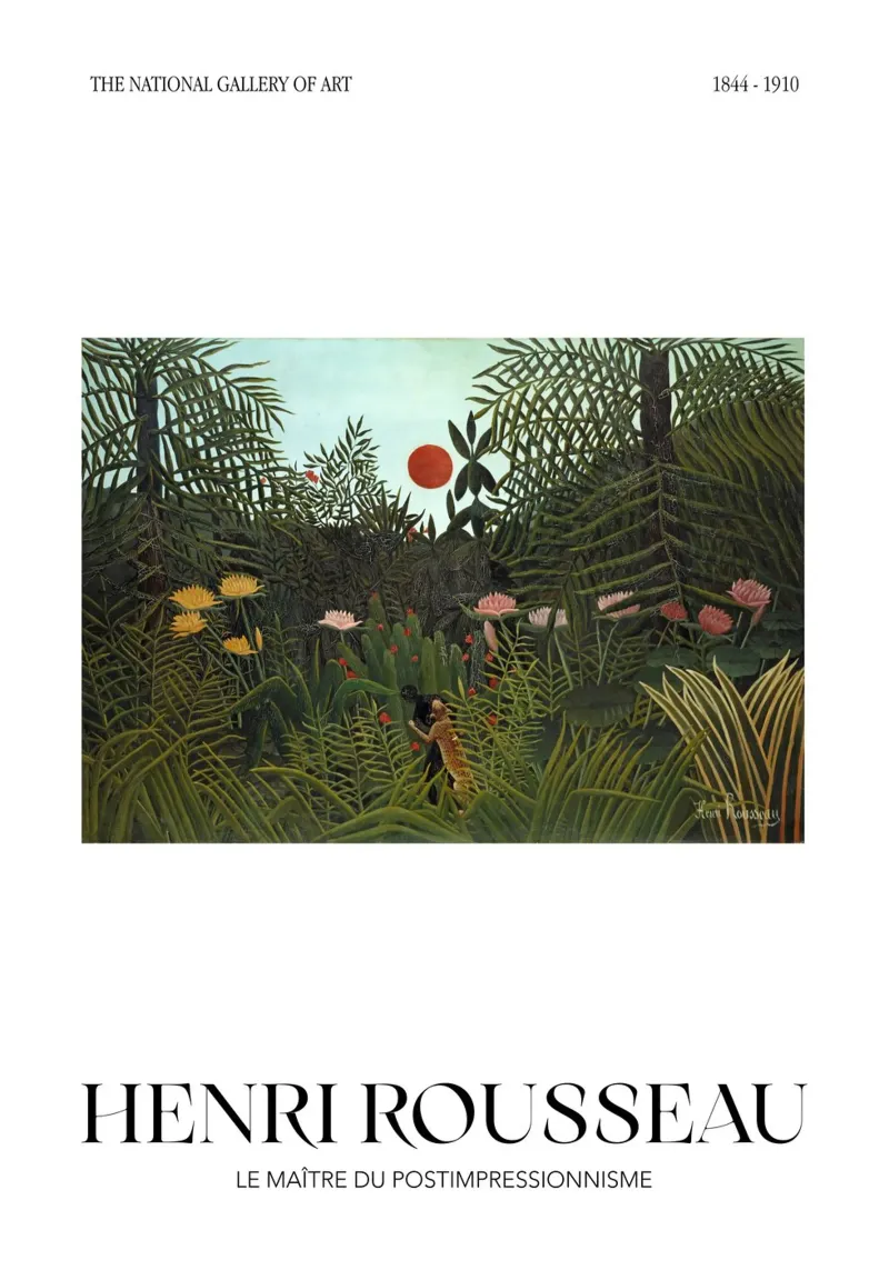 Henri Rousseau Scena di giungla post-impressionista pellicola backlit da NorwesClub