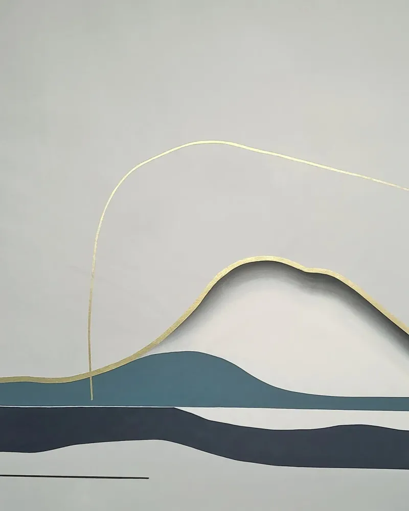 Minimal Landscape with Gold Mountain Line plexiglass da Artbyvo