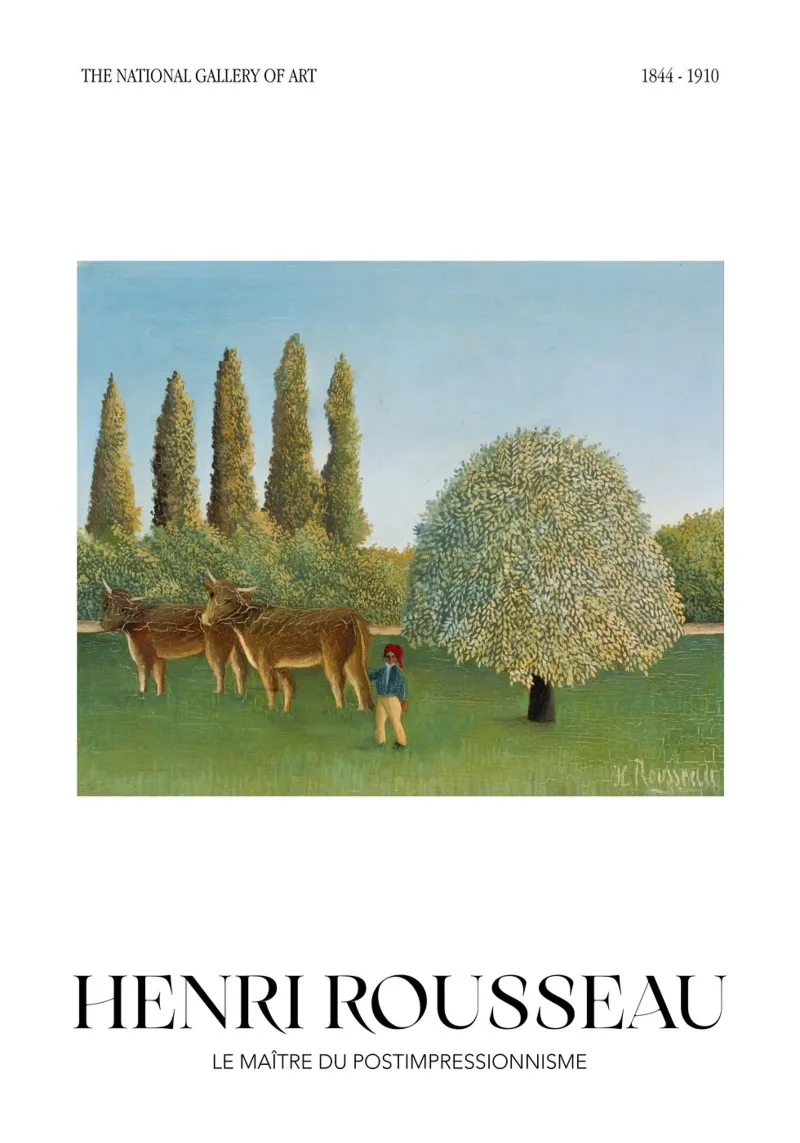 Henri Rousseau Prato di mucche Paesaggio rurale d'epoca pellicola backlit da NorwesClub