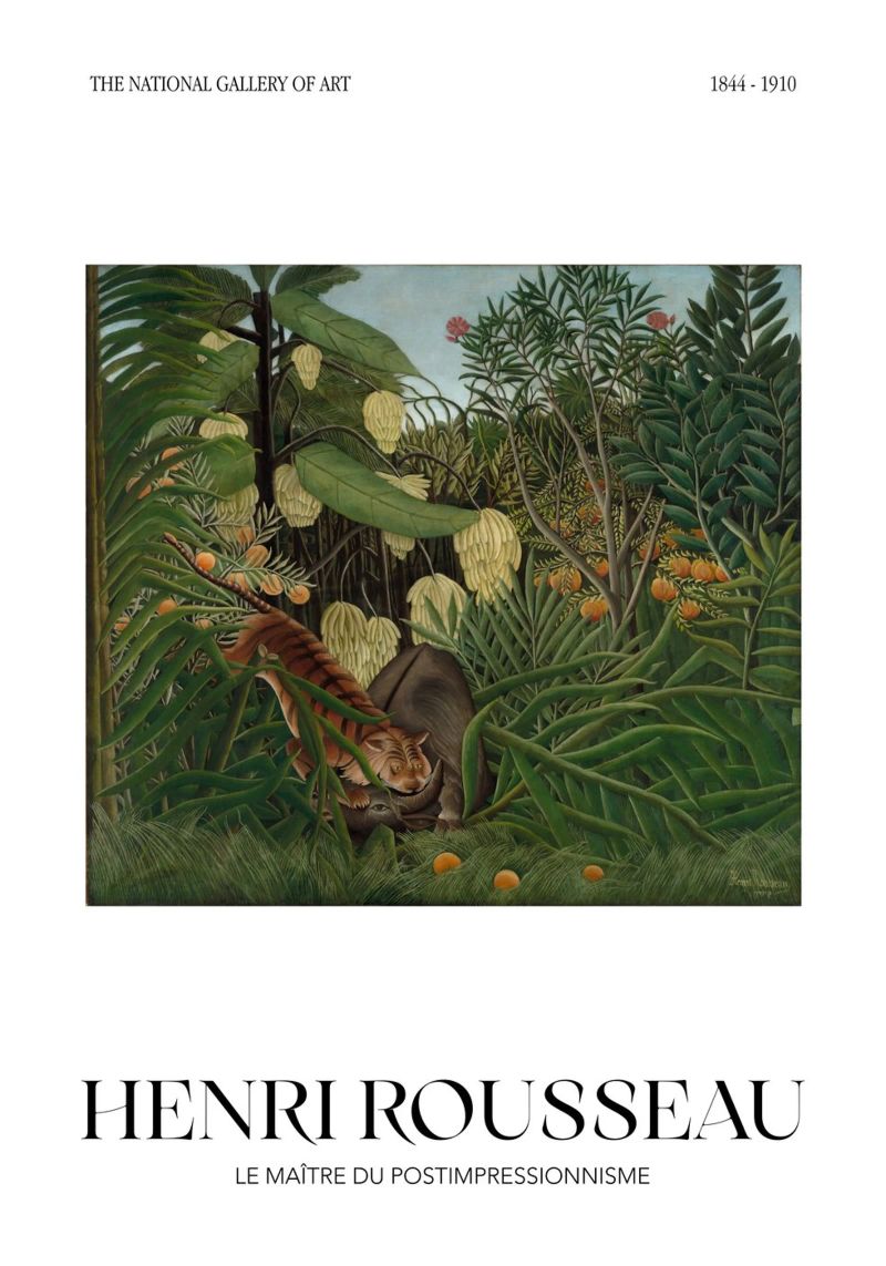 Henri Rousseau Tiger Buffalo Jungle Vintage Art Poster poster by NorwesClub