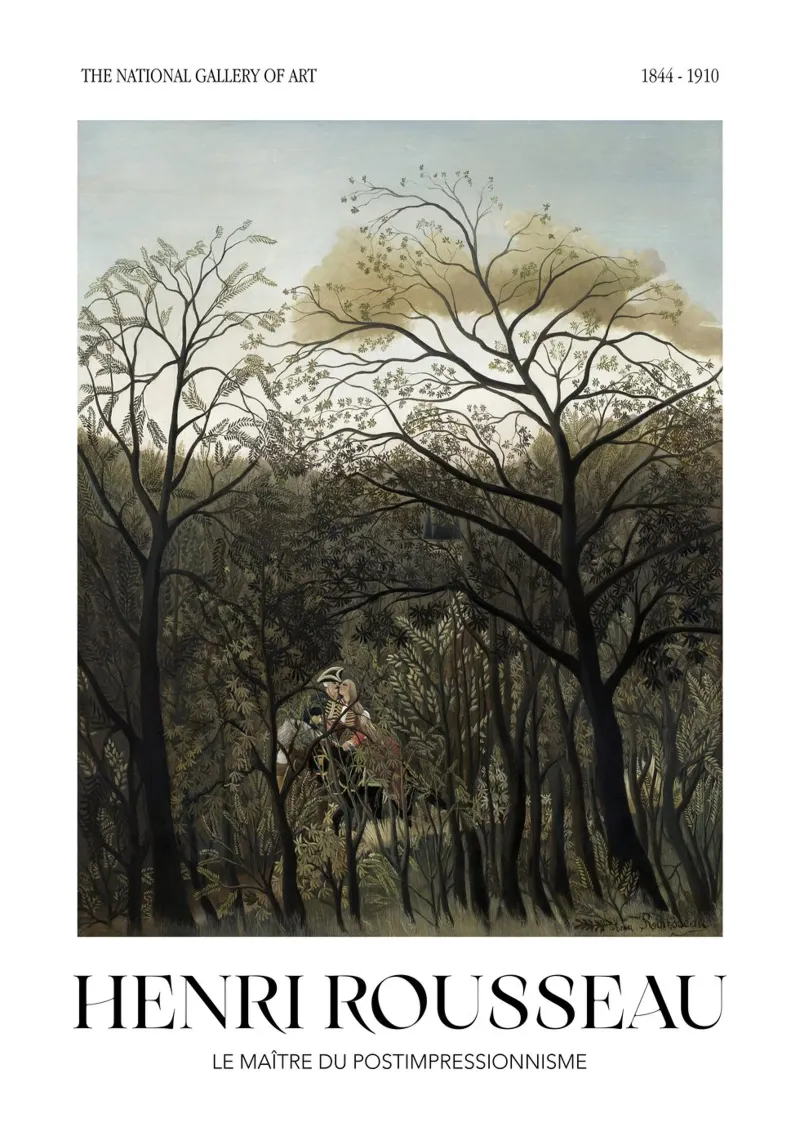 Henri Rousseau Bos Rendez-vous Vintage Mysterieuze Kunst canvas met Baklijst van NorwesClub