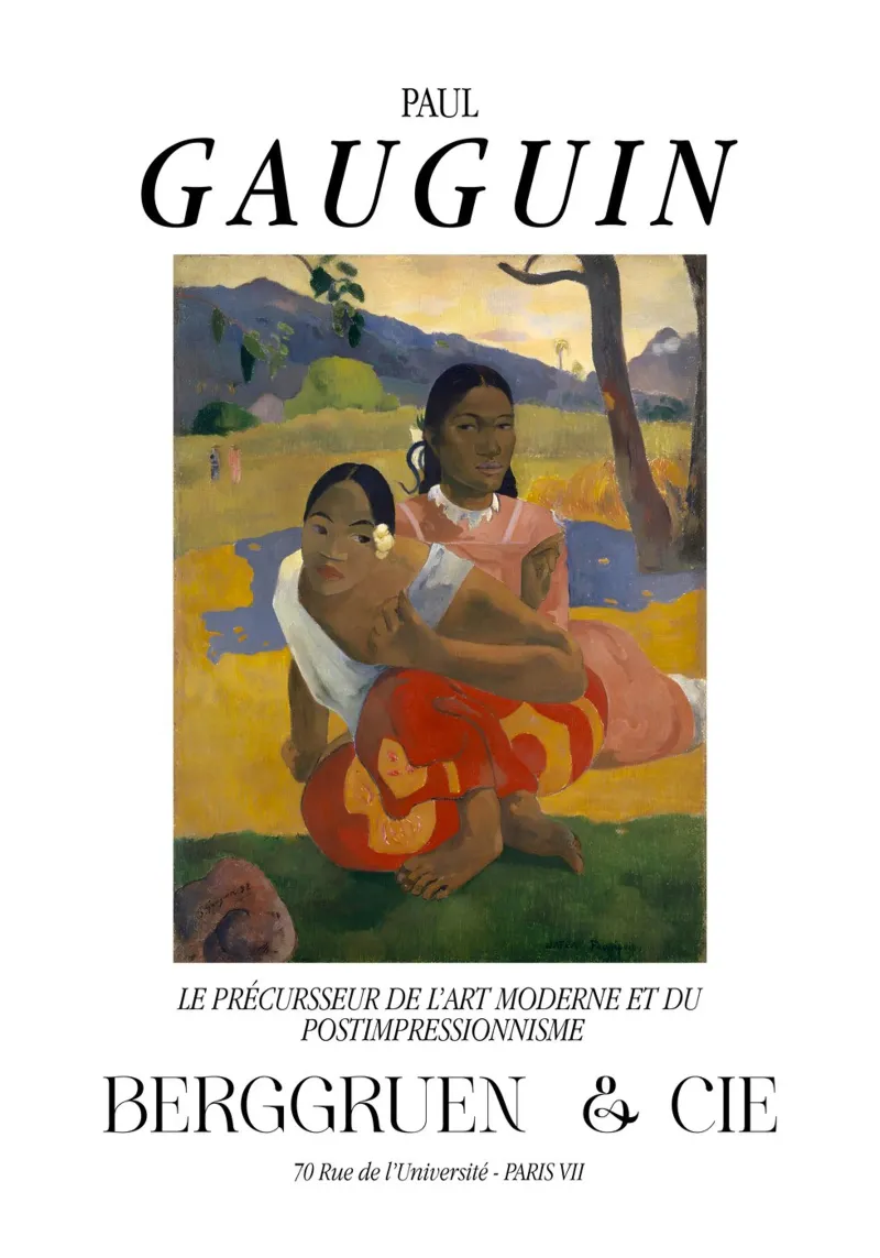 Paul Gauguin Donne tahitiane Arte d'epoca iconica poster con telaio in legno da NorwesClub
