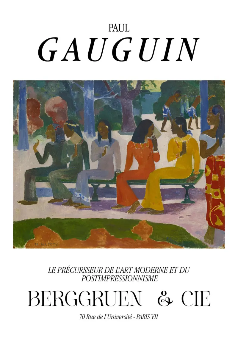 Paul Gauguin Ta Matete Arte di mercato tahitiana d'epoca tela con Cornice a cassetta da NorwesClub