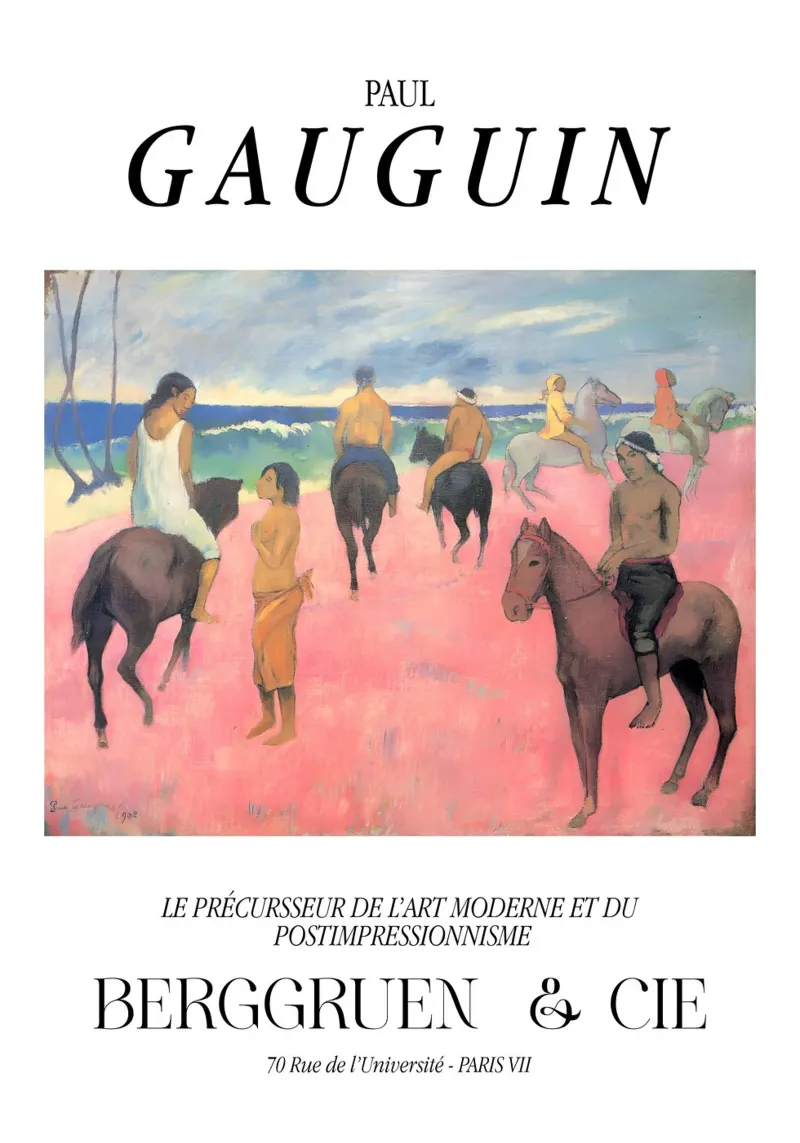 Paul Gauguin cavalieri sulla spiaggia Arte tropicale d'epoca tela da NorwesClub