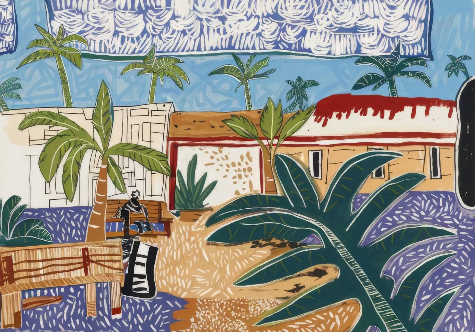 Ritiro nel giardino tropicale poster con telaio in alluminio da Beach Palette