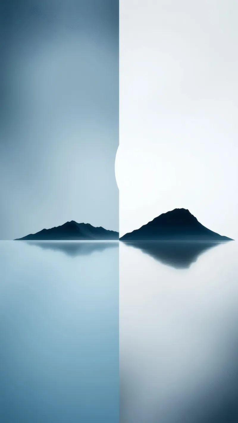 rustig tweekleurig landschap met reflecterend water canvas met Baklijst van DesignDoodle