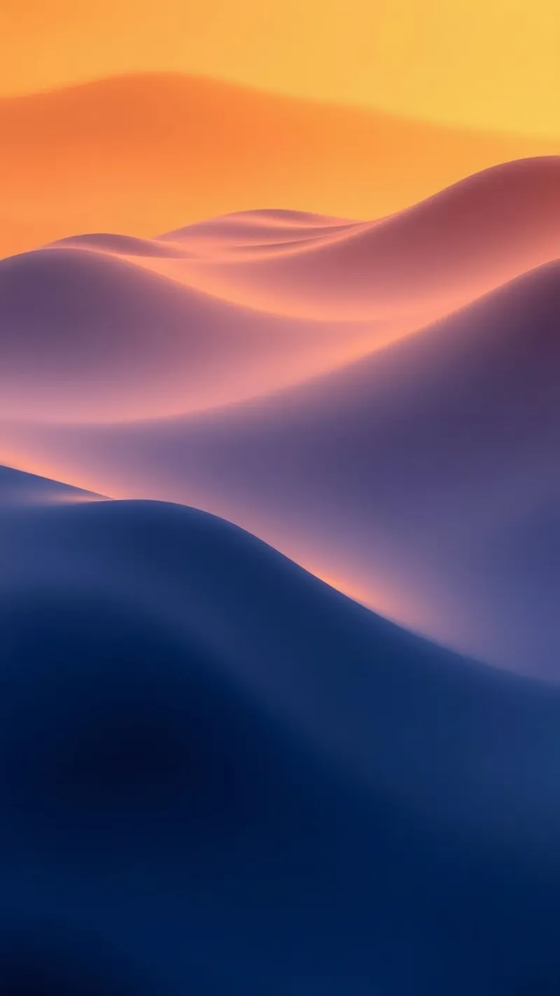 abstrakte Kunst mit weichen Wellen in Blau- und Orangetönen Hahnemühle von DesignDoodle