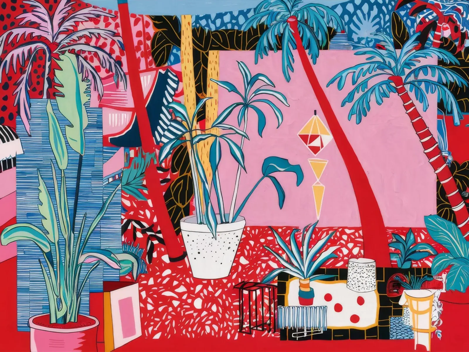 Oasi tropicale blu poster con telaio in legno da Beach Palette