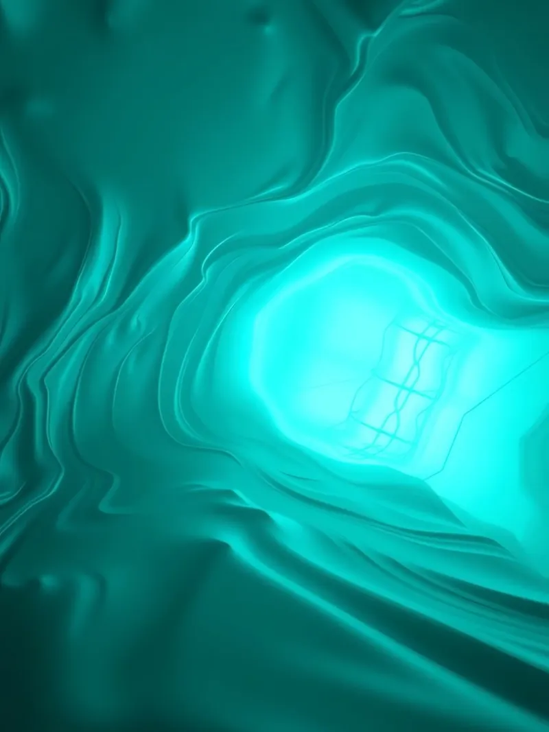 Abstract turquoise waves create a serene wallpaper canvas by DesignDoodle