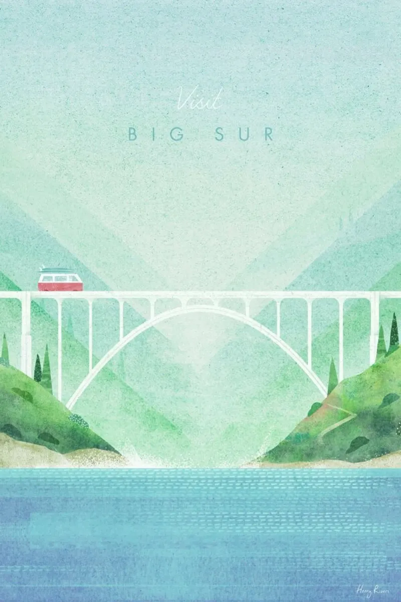 Big Sur poster con telaio in alluminio da Henry Rivers