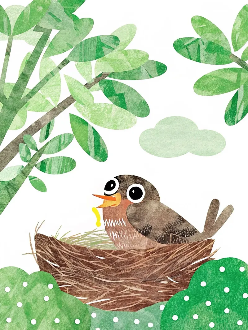 Vogelmutter in ihrem Nest Hahnemühle von BABY ART PRINTS
