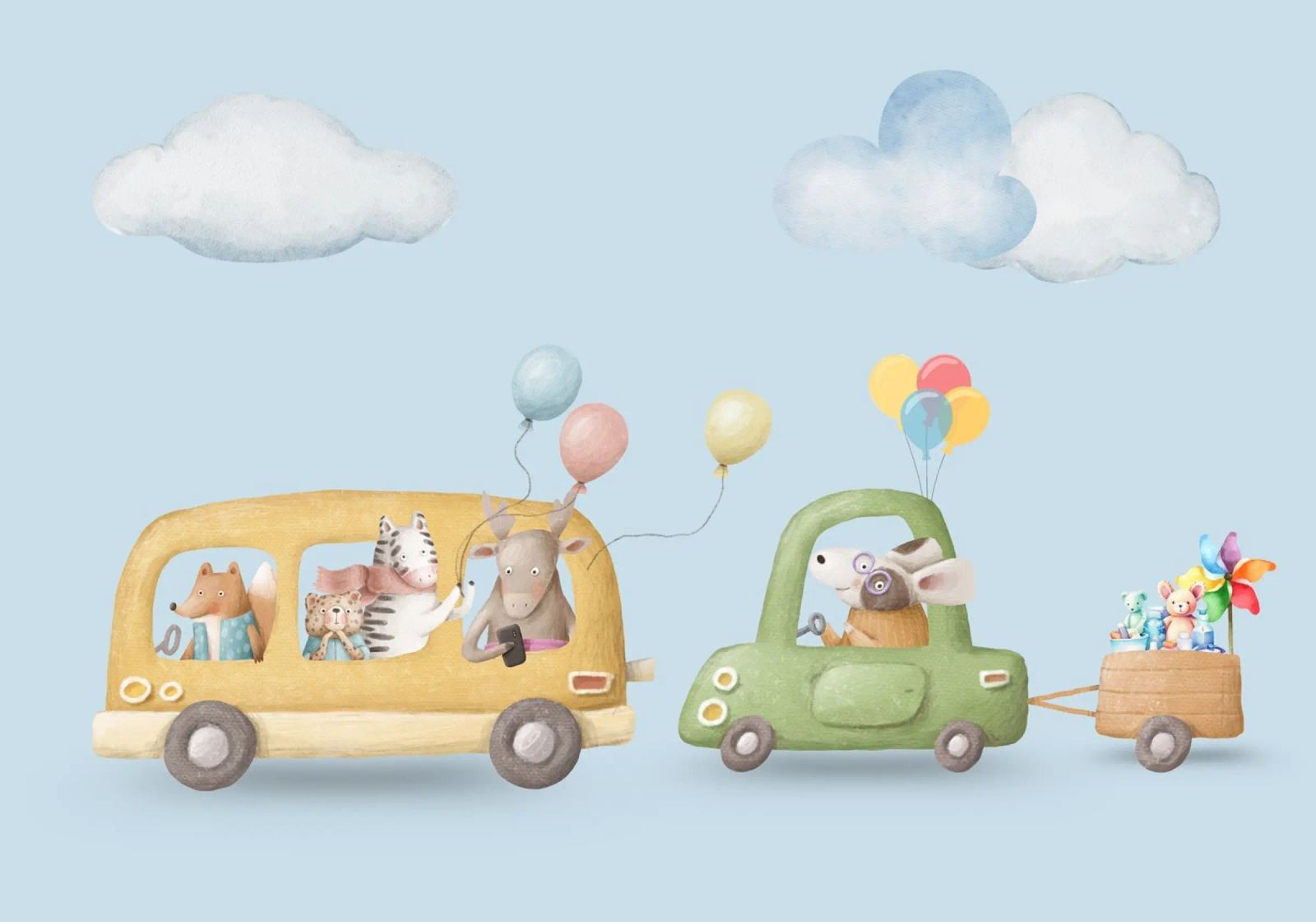 Ruote e baffi poster da Doodle Dreams Art
