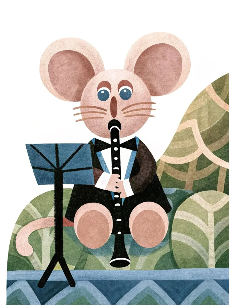Il topo che suona il flauto poster con telaio in plastica da 🐹 BABY ART PRINTS