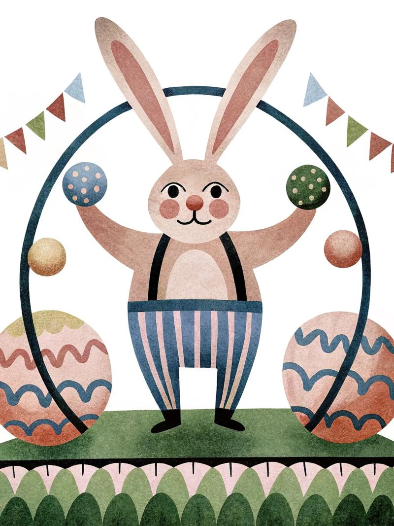 The juggling rabbit poster by BABY ART PRINTS