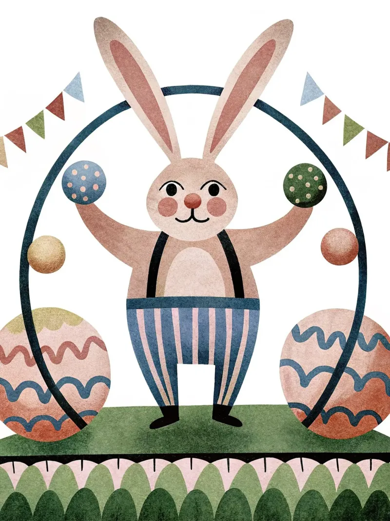 The juggling rabbit canvas by BABY ART PRINTS