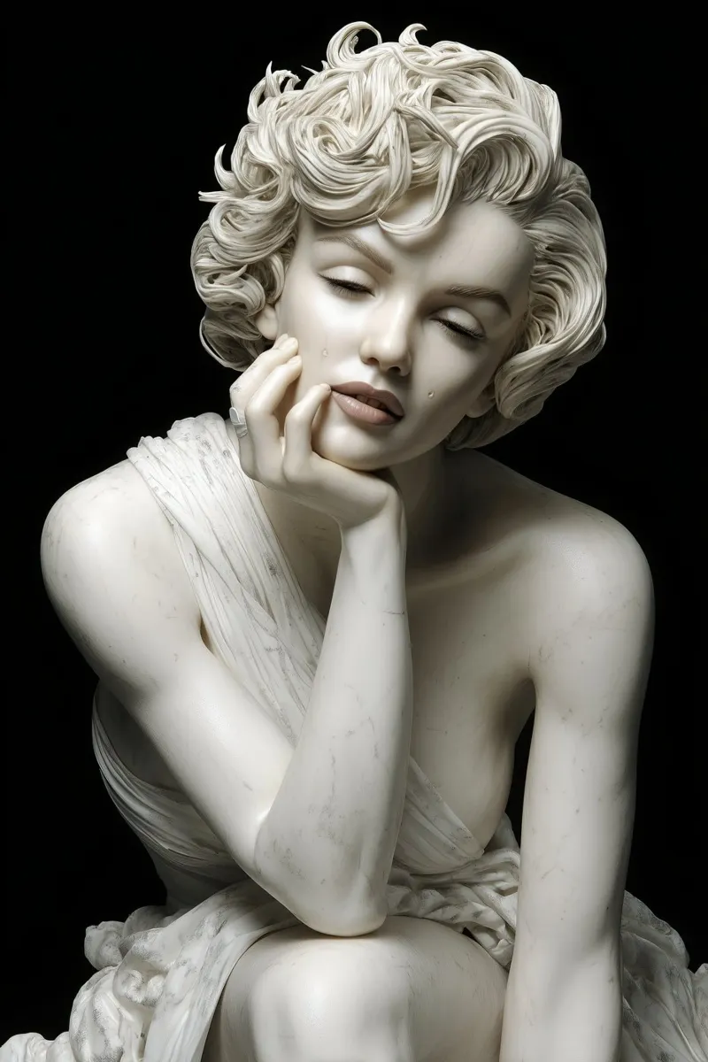 Marilyn Monroe come scultura di marmo poster con telaio in alluminio da Autofocus