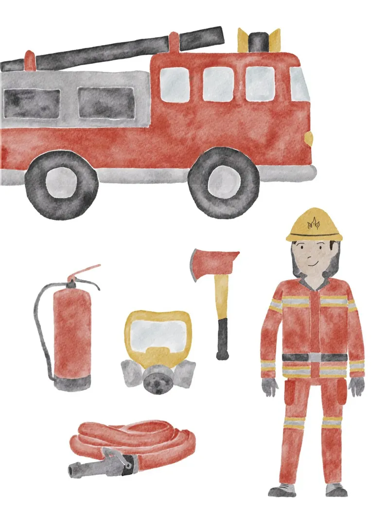 Feuerwehr poster con telaio in legno da herzundpapier