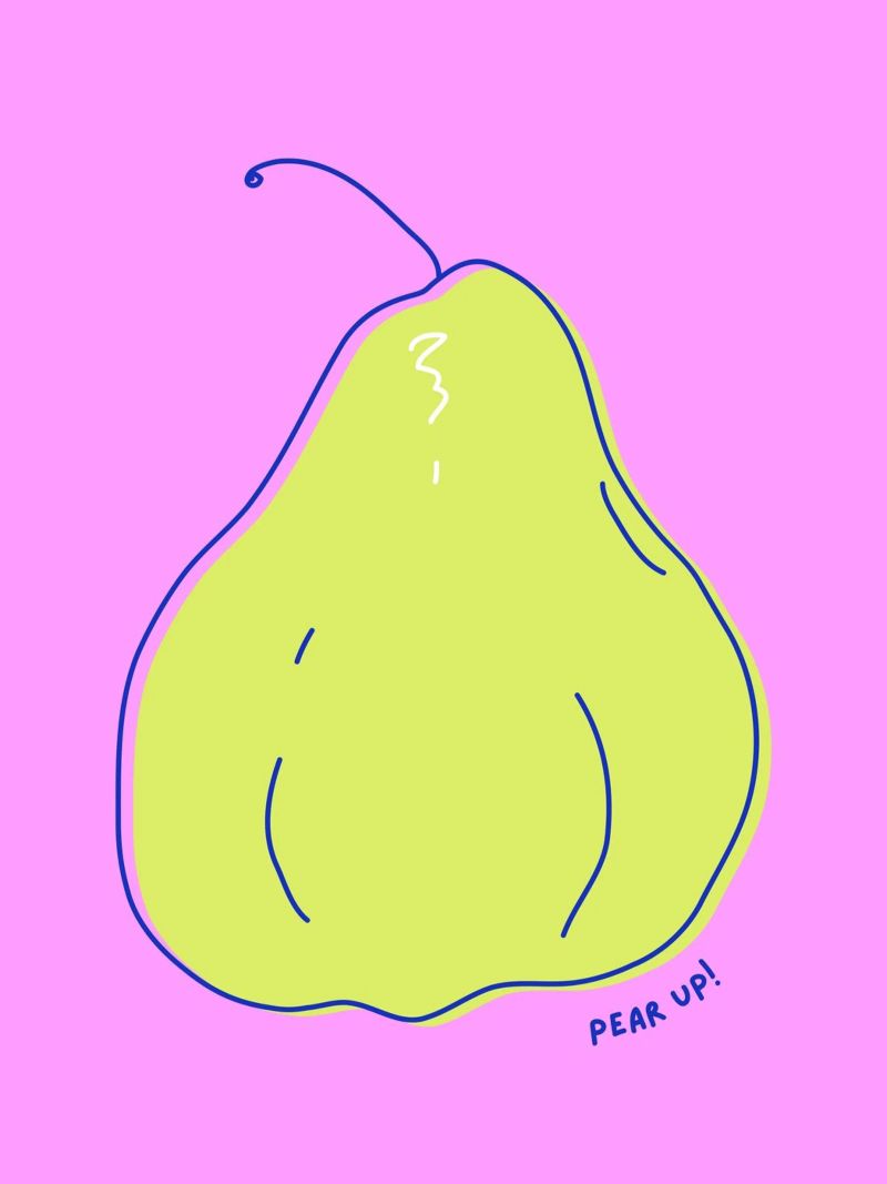 Pear up! - Grafische Birne in Knallfarben plexiglass da Ohkimiko
