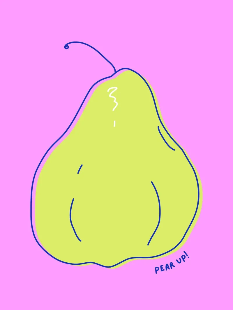 Pear up! - Grafische Birne in Knallfarben plexiglass da Ohkimiko