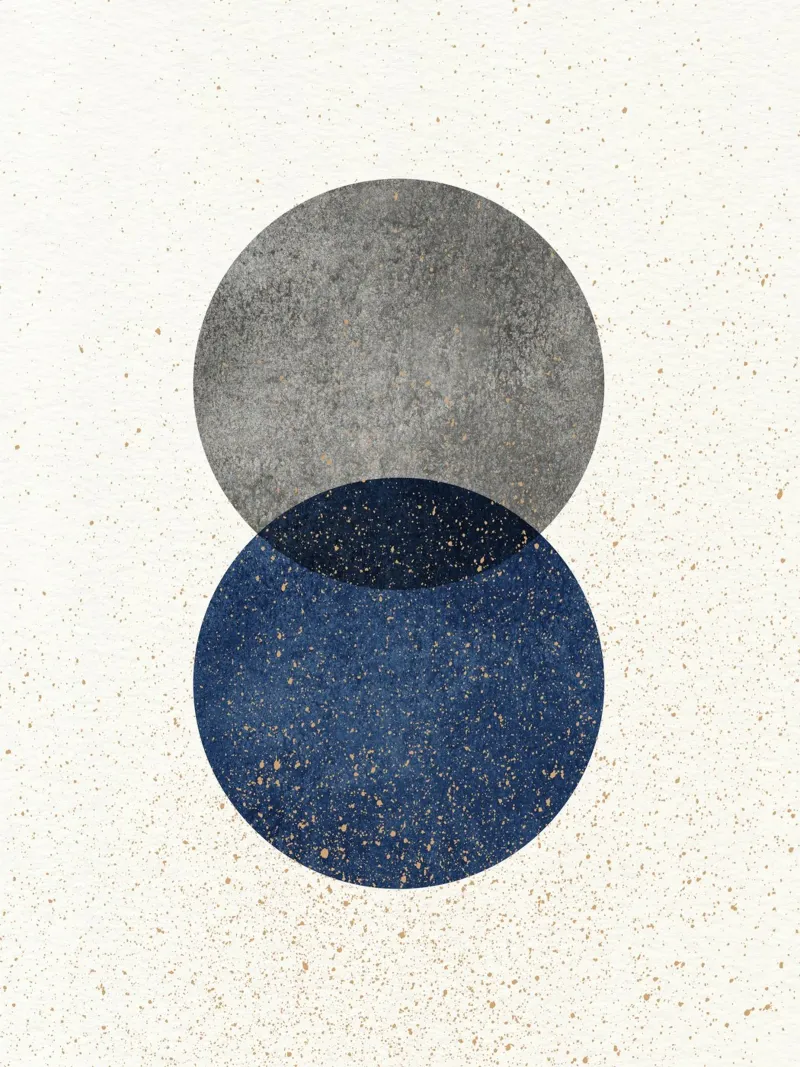 2 Circles Abstract - Grey Navy canvas by MoonlightPrint