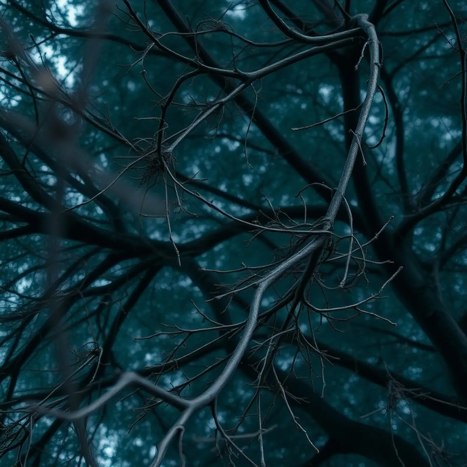 Branches intertwine against a dark, moody backdrop canvas by DesignDoodle