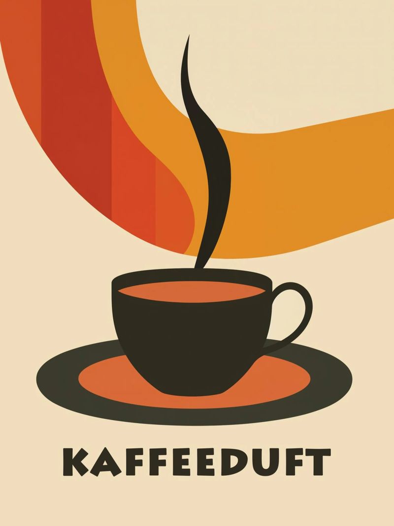 Kaffeeduft | Midcentury Bauhaus Retro Stil Poster von Autofocus