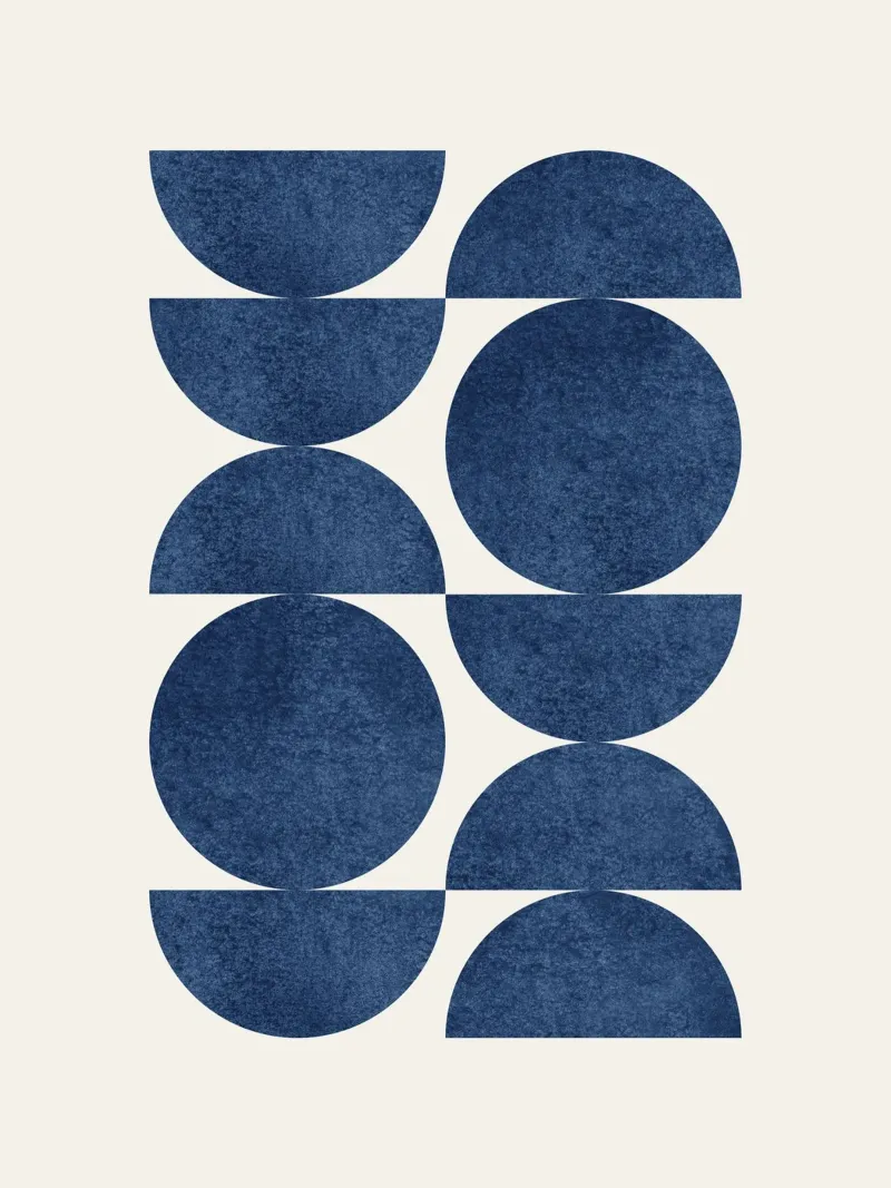 Estampado retro escandinavo - Azul marino oscuro aluminio dibond de MoonlightPrint