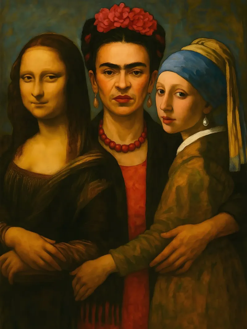 Monna Lisa Frida Kahlo Ragazza con l'orecchino di perla pellicola backlit da ARTOMATIC