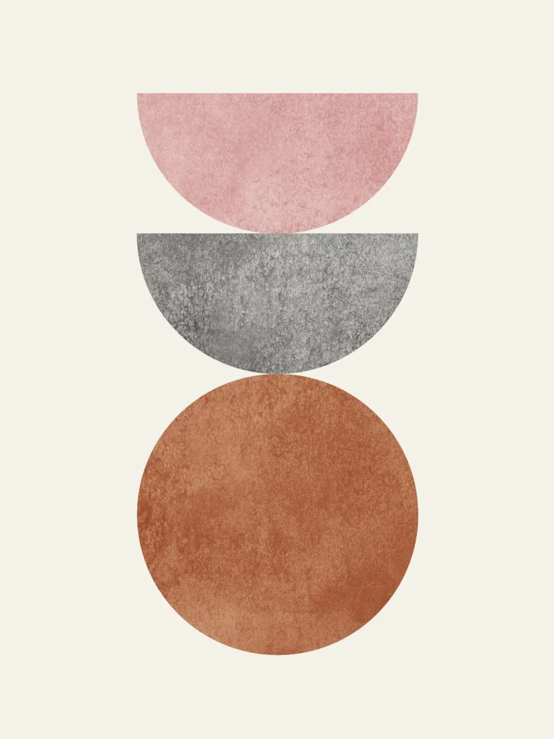 Woodblock del Medioevo Moderno - Rosa Marrone poster con telaio in legno da MoonlightPrint