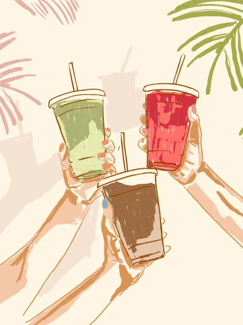 Proost op de zomer - Ijskoffie & verfrissende drankjes poster met houten frame van EDMPROJECT