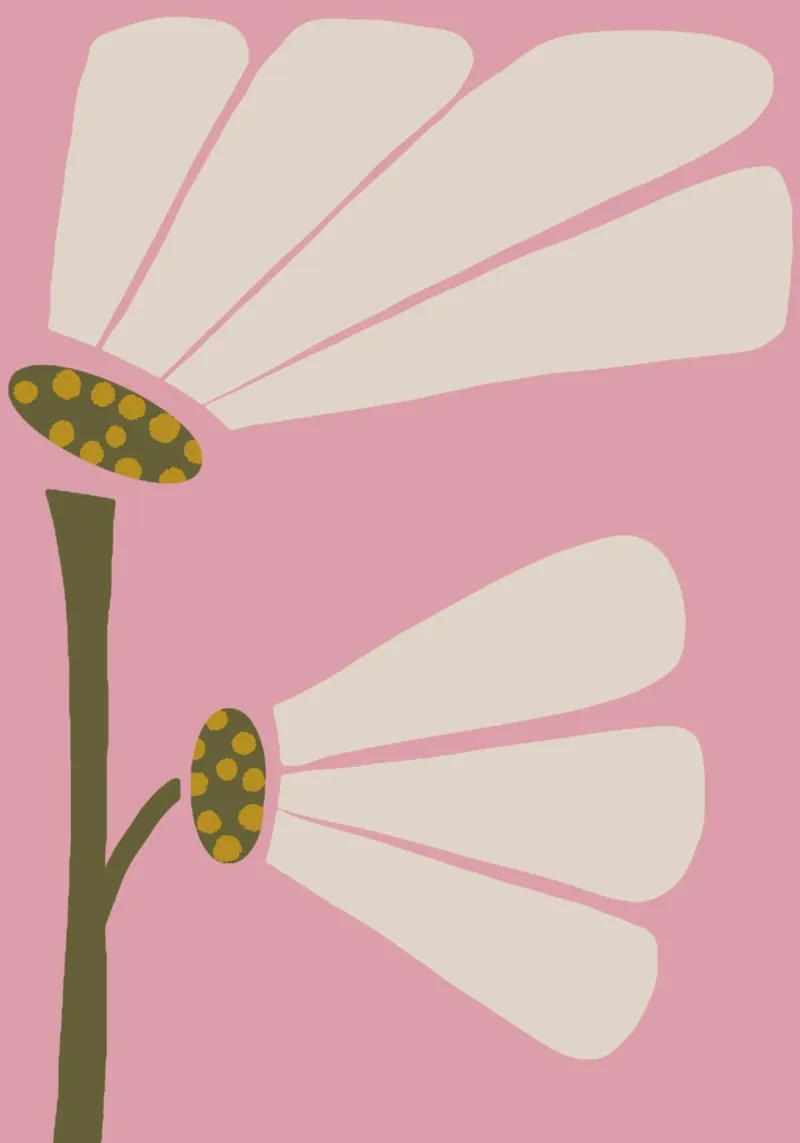 Delizia floreale retrò - Rosa moderna di metà secolo poster con telaio in alluminio da susanacosta