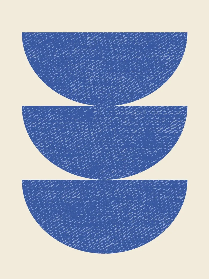 Medio círculo 3 - Azul poster con marco de madera de MoonlightPrint
