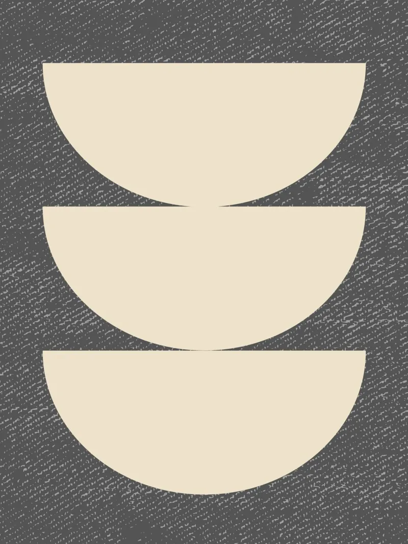 Halfcirkel 3 - Beige Grijs canvas met Baklijst van MoonlightPrint
