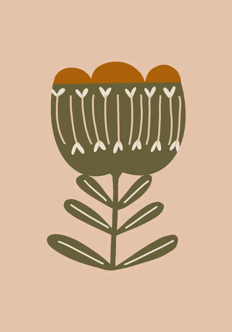 Fascino botanico retrò - floreale moderno di metà secolo alluminio dibond da susanacosta
