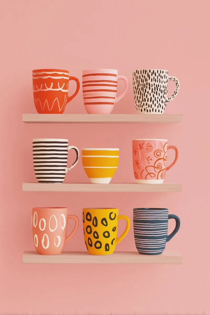 Mensola da cucina con tazze da caffè decorative poster con telaio in legno da Autofocus