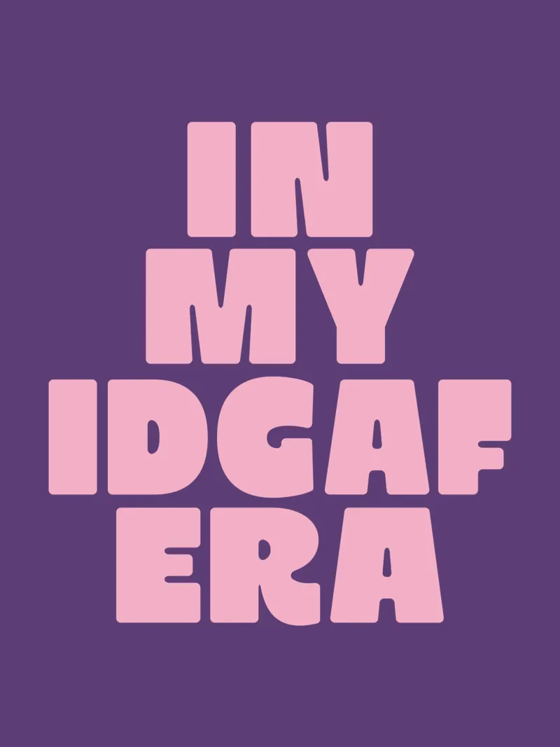 In My IDGAF Era Brutale Sarcastische Typografie Print in Roze canvas met Baklijst van THE MOTIVATED TYPE