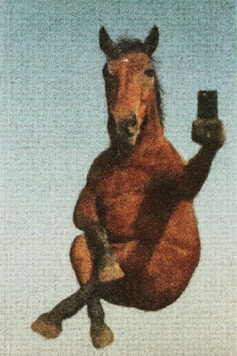 Caballo selfie lienzo con Marco flotante de Art Center