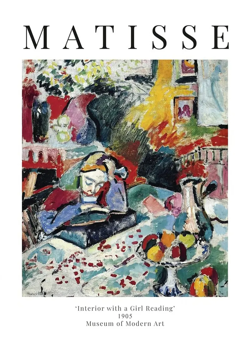 Henri Matisse - Interno con ragazza che legge poster con telaio in plastica da Perdana shop