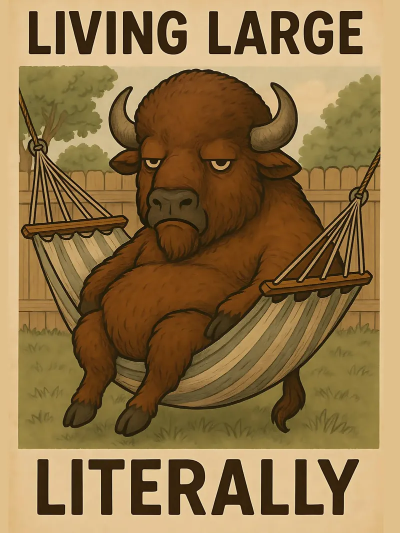 Funny Buffalo Meme canvas with Floater frame by Funny Humor Art